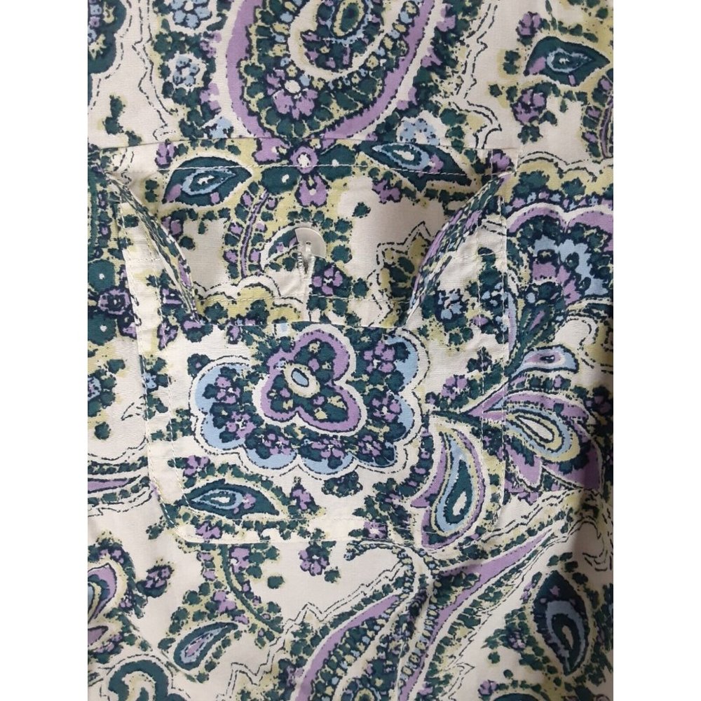 Talbots Womens Light Green/Cream Paisley Button Down Shirt Long Sleeve 10 - Picture 8 of 8